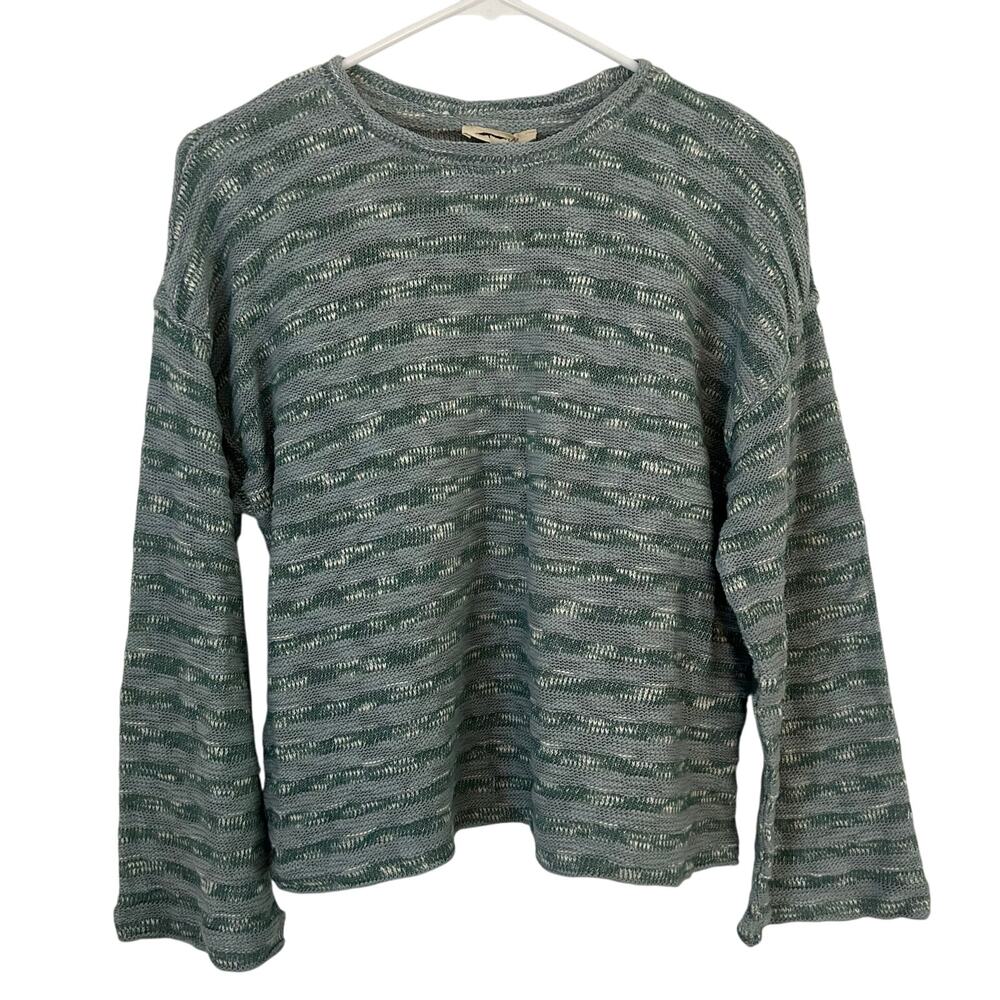 Madewell Women's Crewneck Slouch Knit Sweater Stripe Blue Horizon XS New